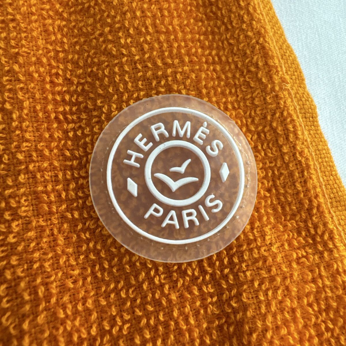 未使用 HERMES エルメス フェイスタオル オレンジ バンロゴ HERMES