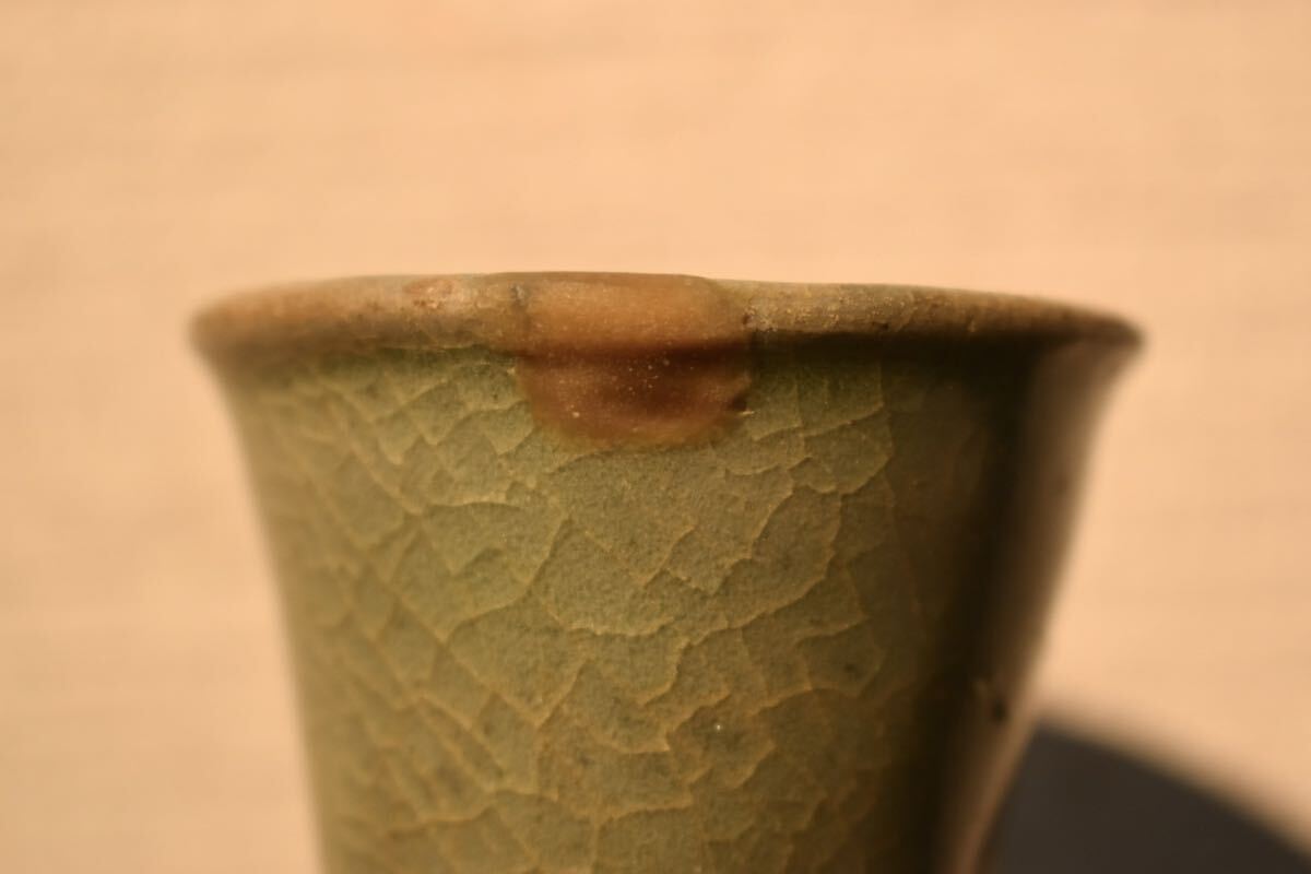 GE】E828◇李朝・高麗コレクター放出品◇時代 高麗青磁象嵌鶴首花瓶/