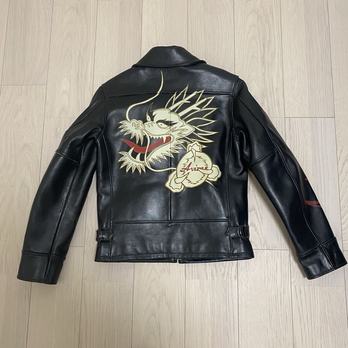 AVIREX アヴィレックス ラムレザー ライダースジャケット ドラゴン 龍
