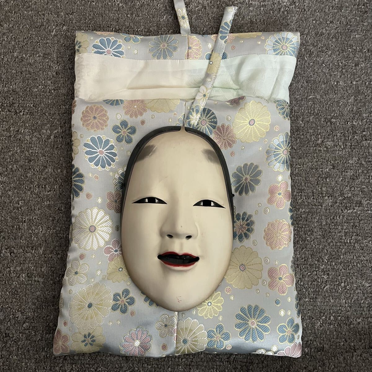 手作り 能面袋Lサイズ 菊文 中綿入り お面 能面袋 厚保管袋 収納袋