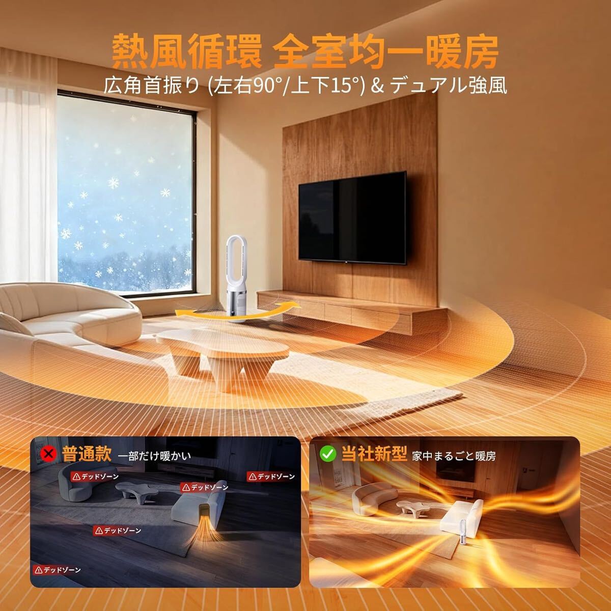 セラミックヒーター【2025業界初！暖房・冷房・空気清浄・空気循環 4