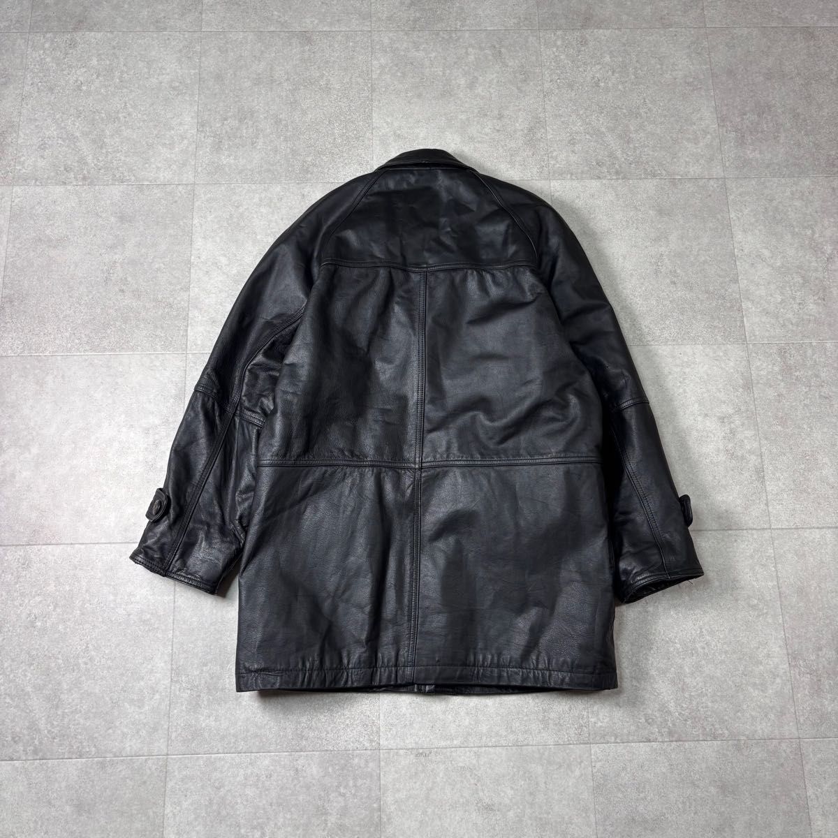 90s 本革 カーコート レザーコート レザージャケット 牛革 ブラック