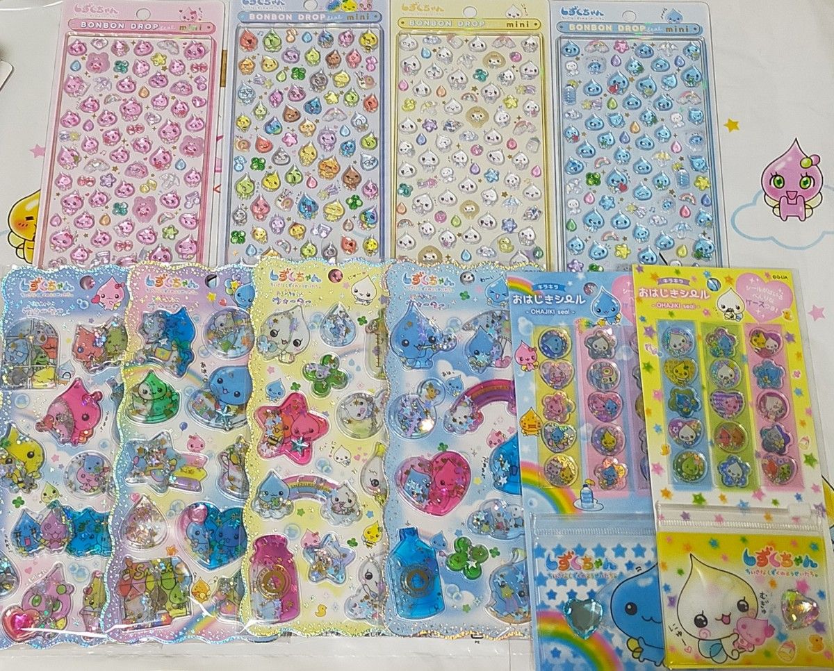 しずくちゃん ボンボンドロップ ウォーターシール おはじきシール 計10