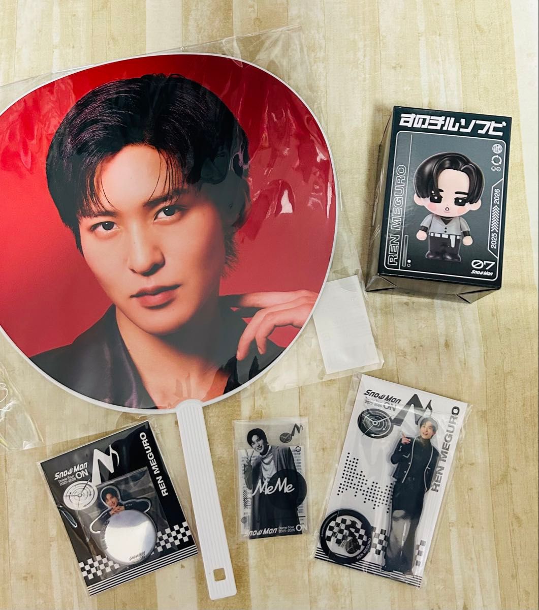 銀テープ付き SnowMan目黒蓮 ONグッズ 5点セット 2025-2026 うちわ