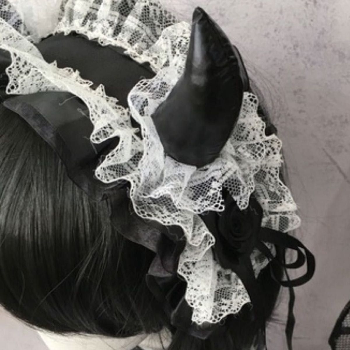 角 ヘッドドレス 白黒 ゴスロリ パーティー カチューシャ カチューシャ