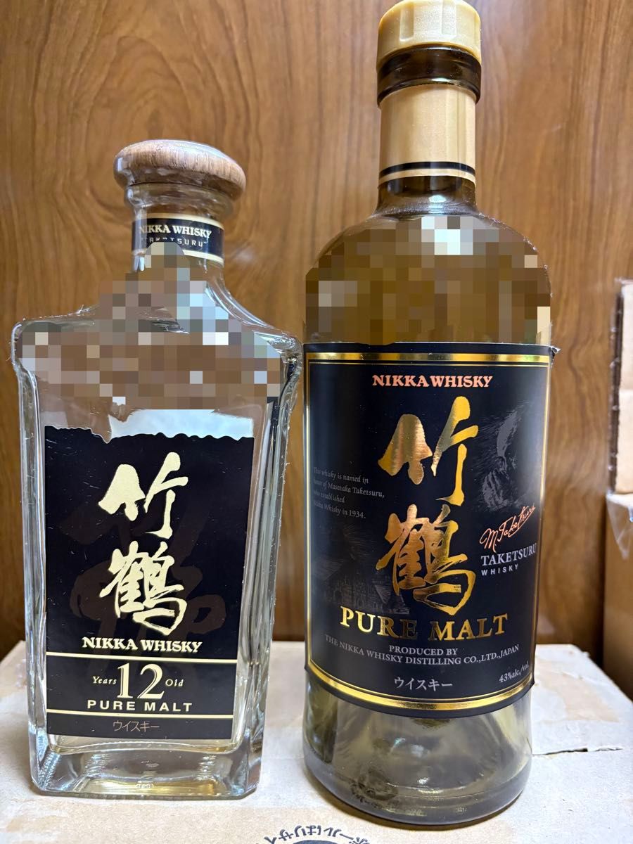 ニッカ ウイスキー 竹鶴12年 旧角瓶 ピュアモルト 黒ラベル 空瓶 旧