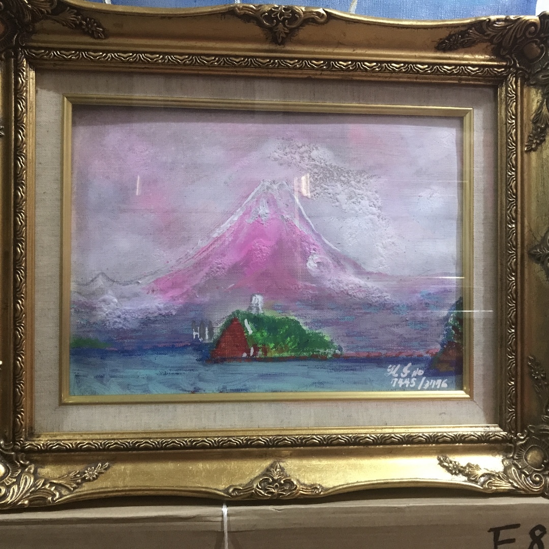 空飛ぶ画家糸川裕志の富士山曼荼羅図、F8号サイズ、アクリル画 空飛ぶ