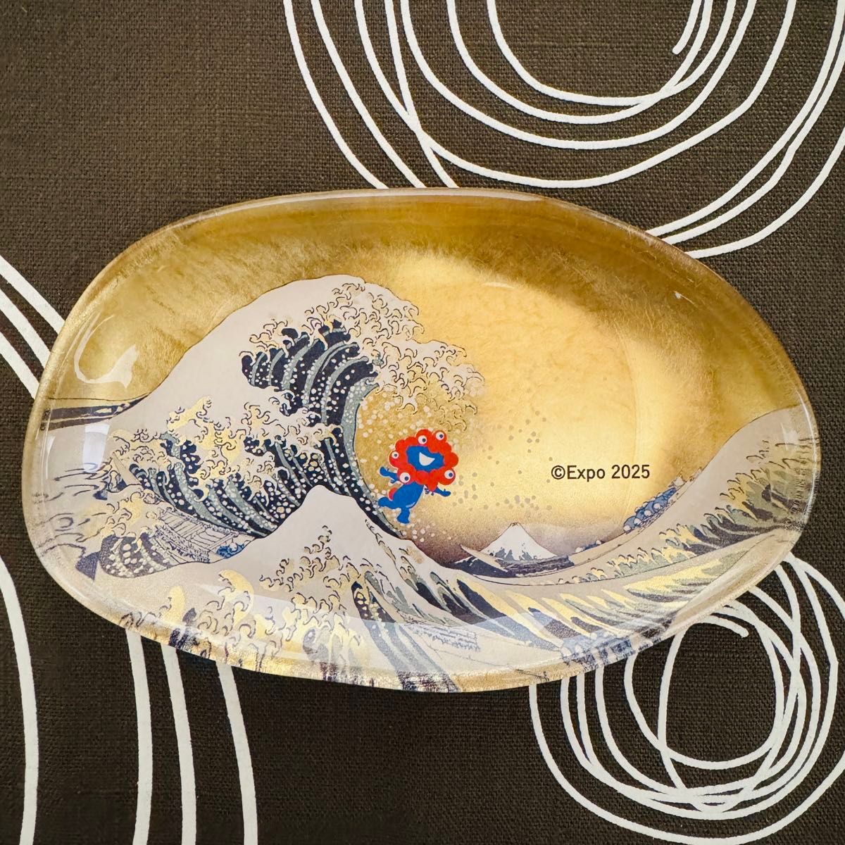 ミャクミャク 金箔 ガラストレー 神奈川沖浪裏(金) 箔名画 葛飾北斎