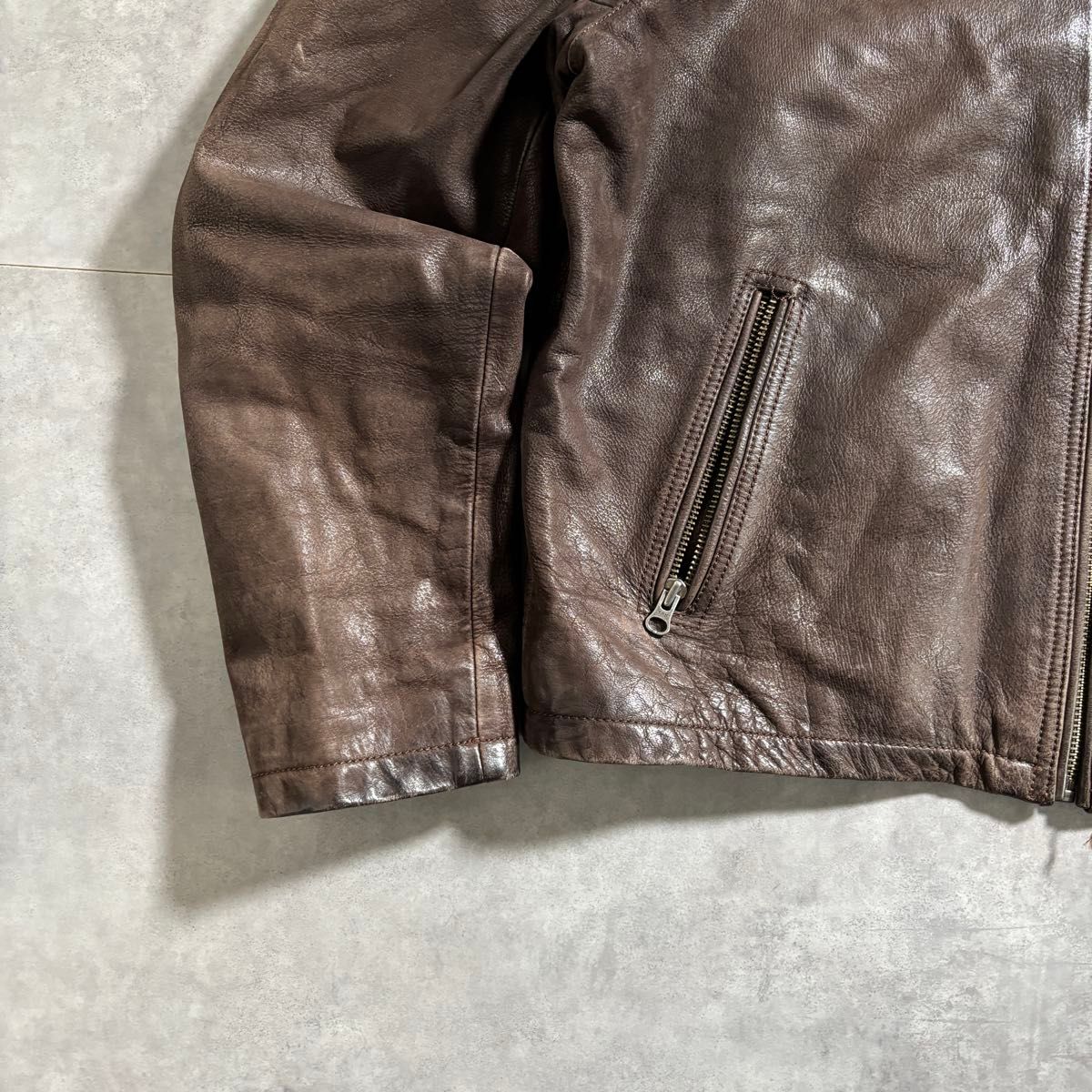 古着 90s〜 DAYTONA レザー ジャケット 短丈 ブラウン 本革 ユーロ