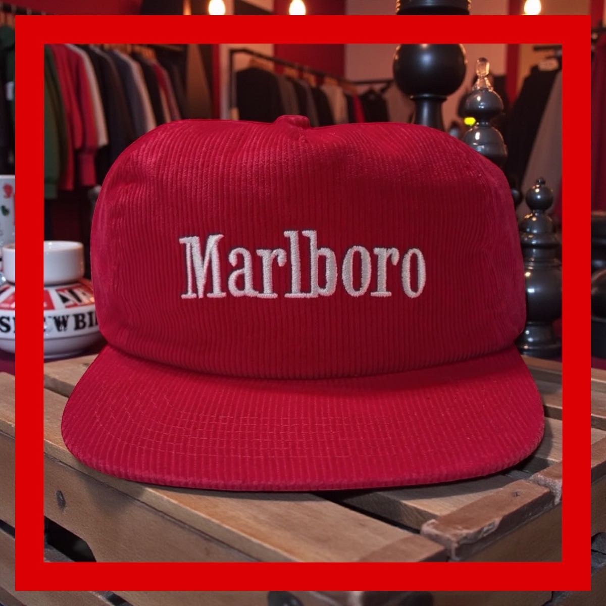 Marlboro マルボロ コーデュロイキャップ CAP 刺繍ロゴ アイレット