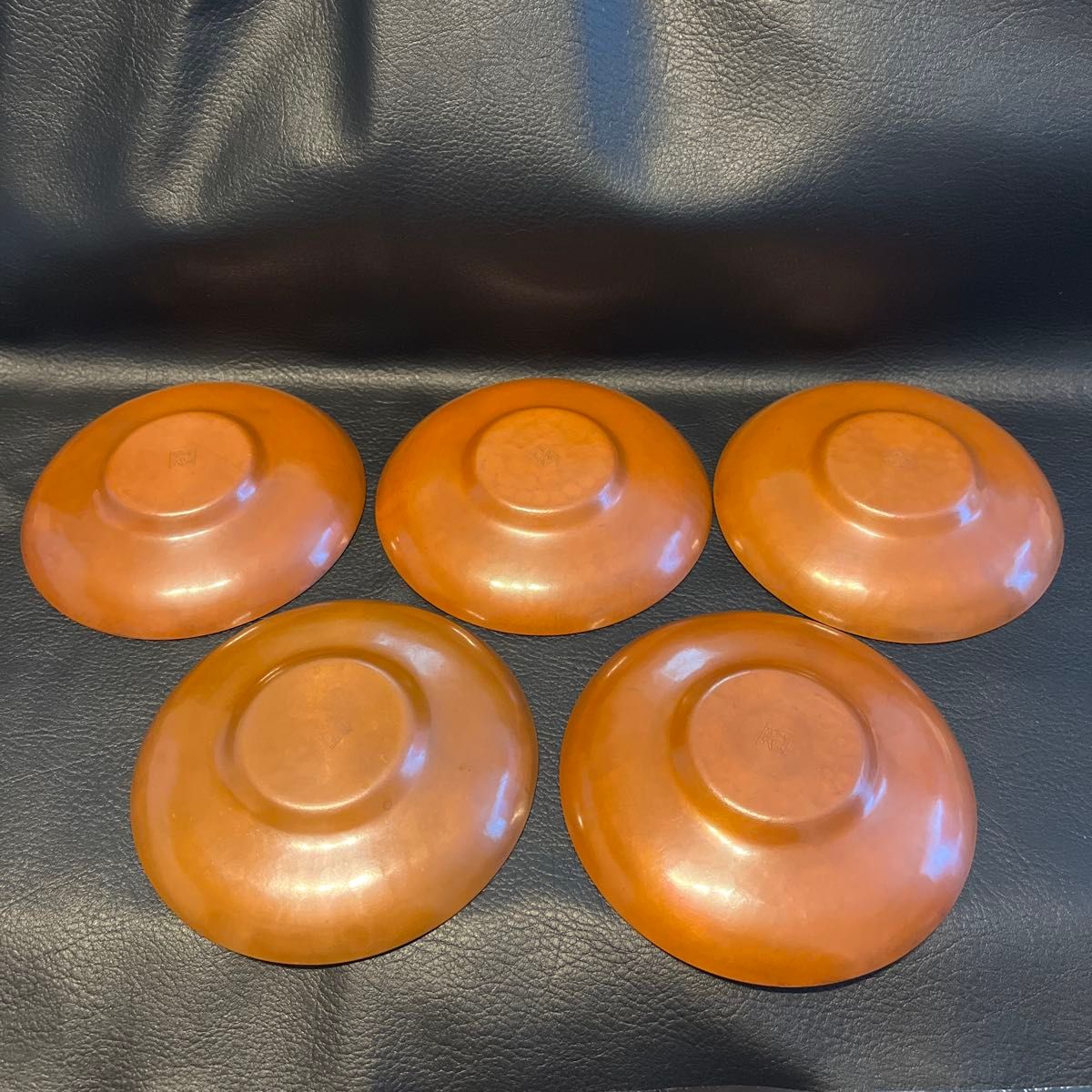 今泉堂 純銅製 茶托 5枚セット 木箱入り 古美術品 アンティーク