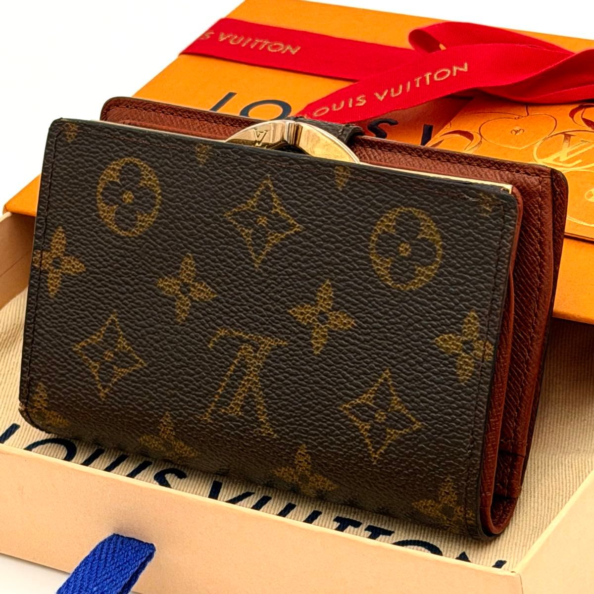 VUITTON ルイヴィトン モノグラム ヴィエノワ 二つ折り財布 がま口