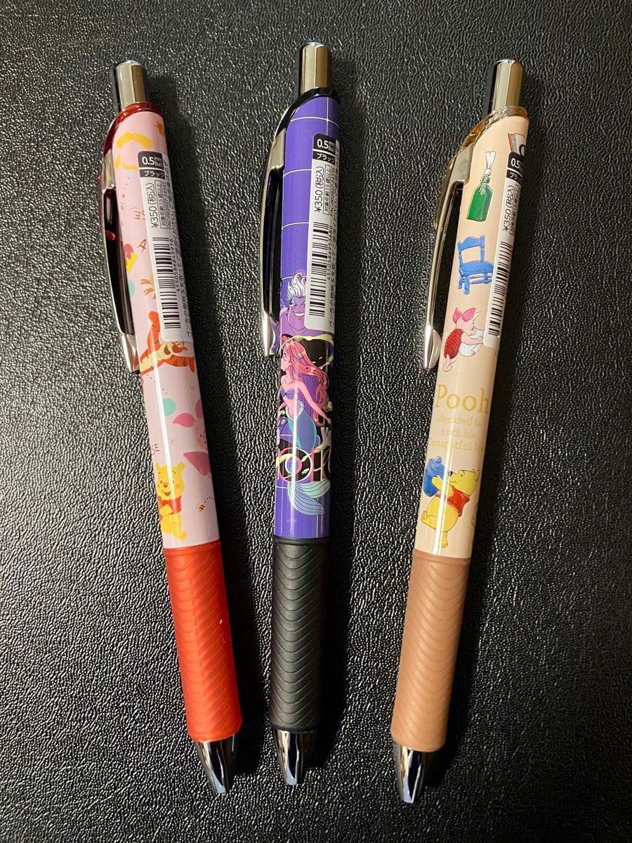 ディズニーストア ボールペン 3本 プーさん アリエル ブラック 0 5