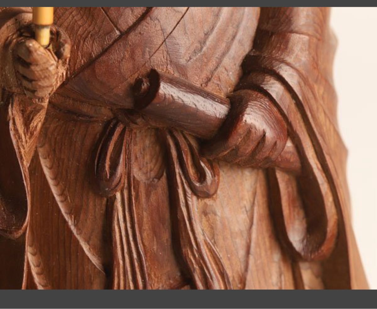 平櫛田中（ 作）木彫寿老人置物 高16cm 共箱寿老人 木彫り 彫刻 置物