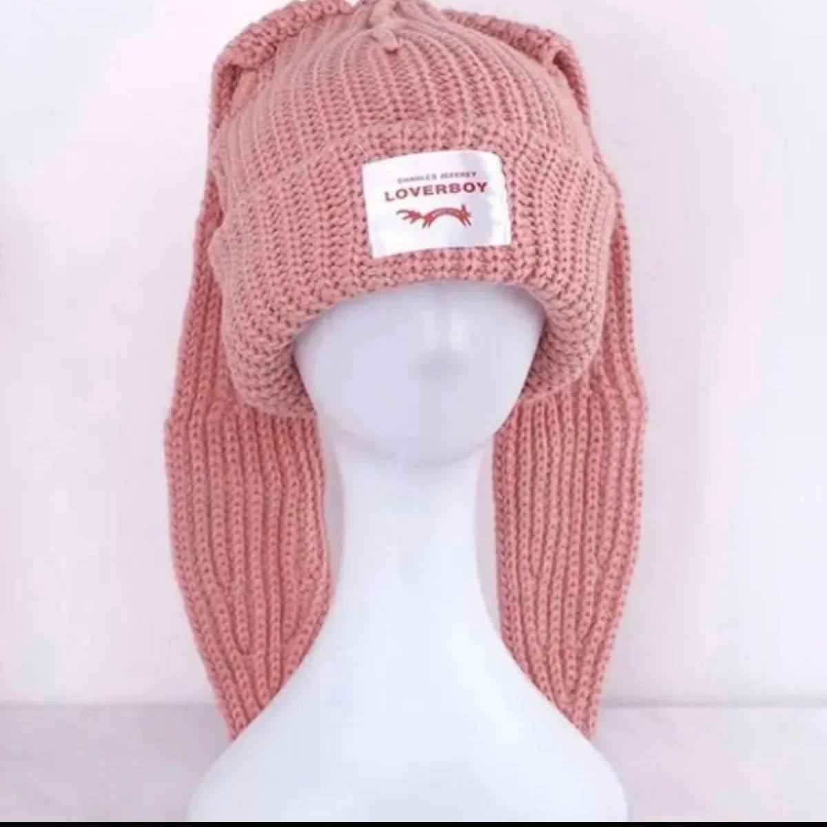 LOVERBOY ラバーボーイ ビーニー ニット帽 うさ耳 韓国 ピンク｜Yahoo