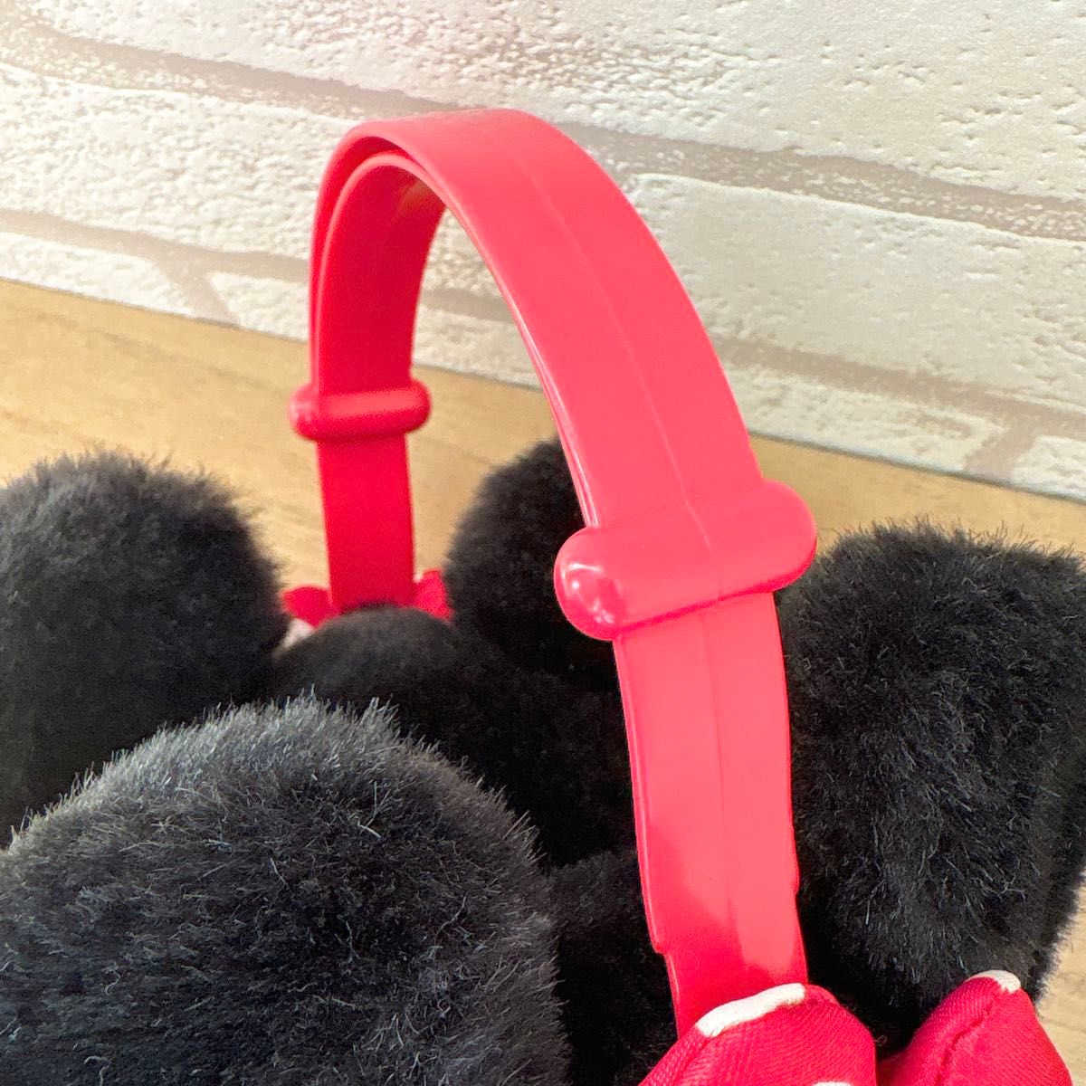 美品 ディズニー ミニー イヤーマフ 水玉 リボン ブラック 耳当て 耳