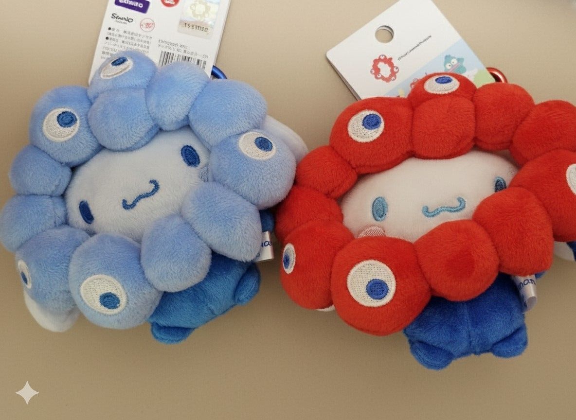 サンリオミャクミャク シナモロール推しカラー＆赤カラビナぬいぐるみ