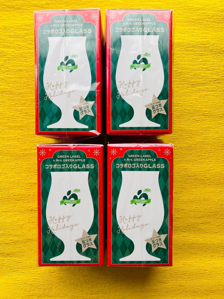 ミセスグリーンアップル 足つきグラス 4個セット おまけシール4枚 Mrs