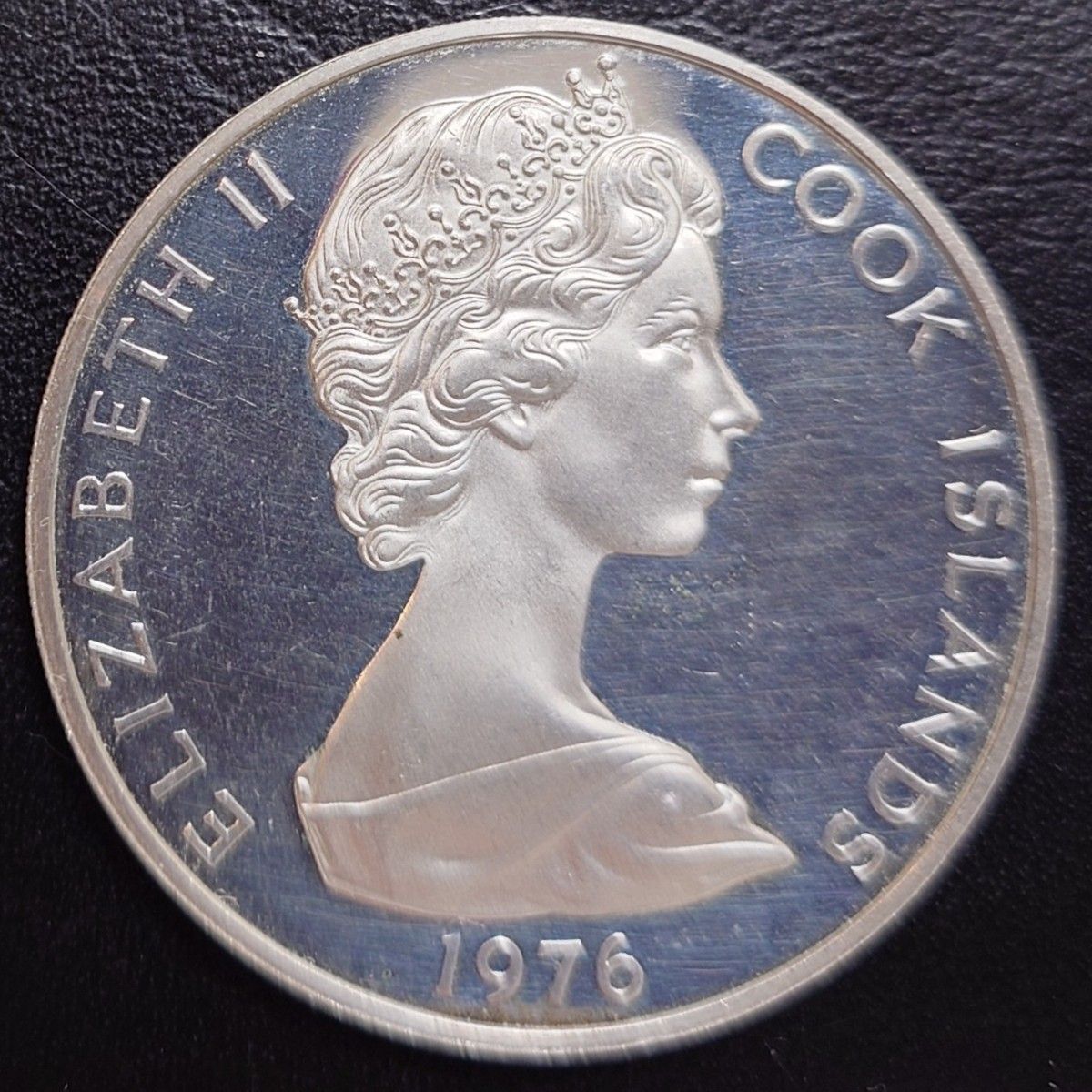 1976年 クック諸島銀貨 5ドル マンガイアカワセミ銀貨 直径42mm大型