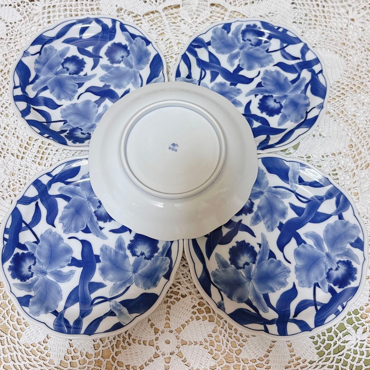 71-G未使用 香蘭社 染カトレア 中皿 5枚 染付 皿5枚セット｜Yahoo