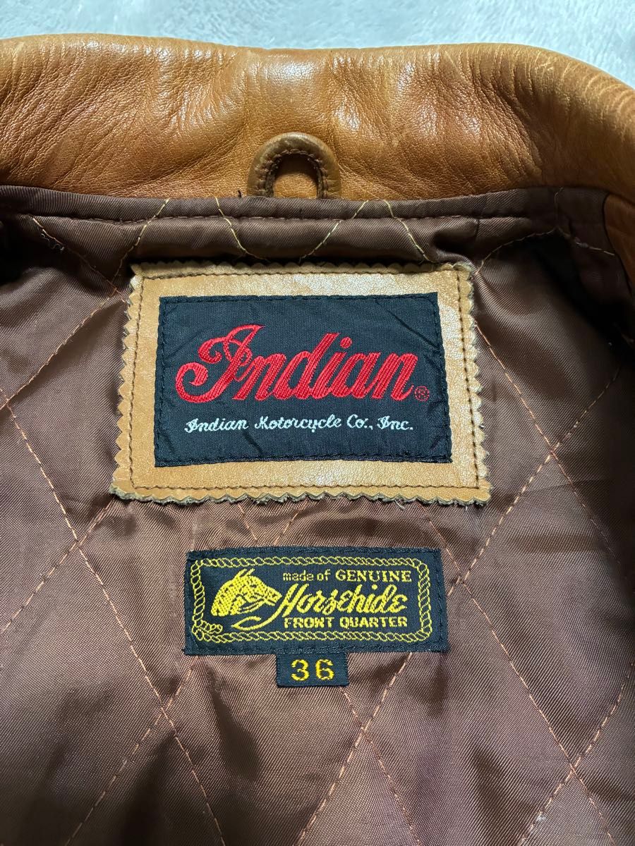 Indian Motorcycle レザージャケット ブラウン シングルライダース 馬