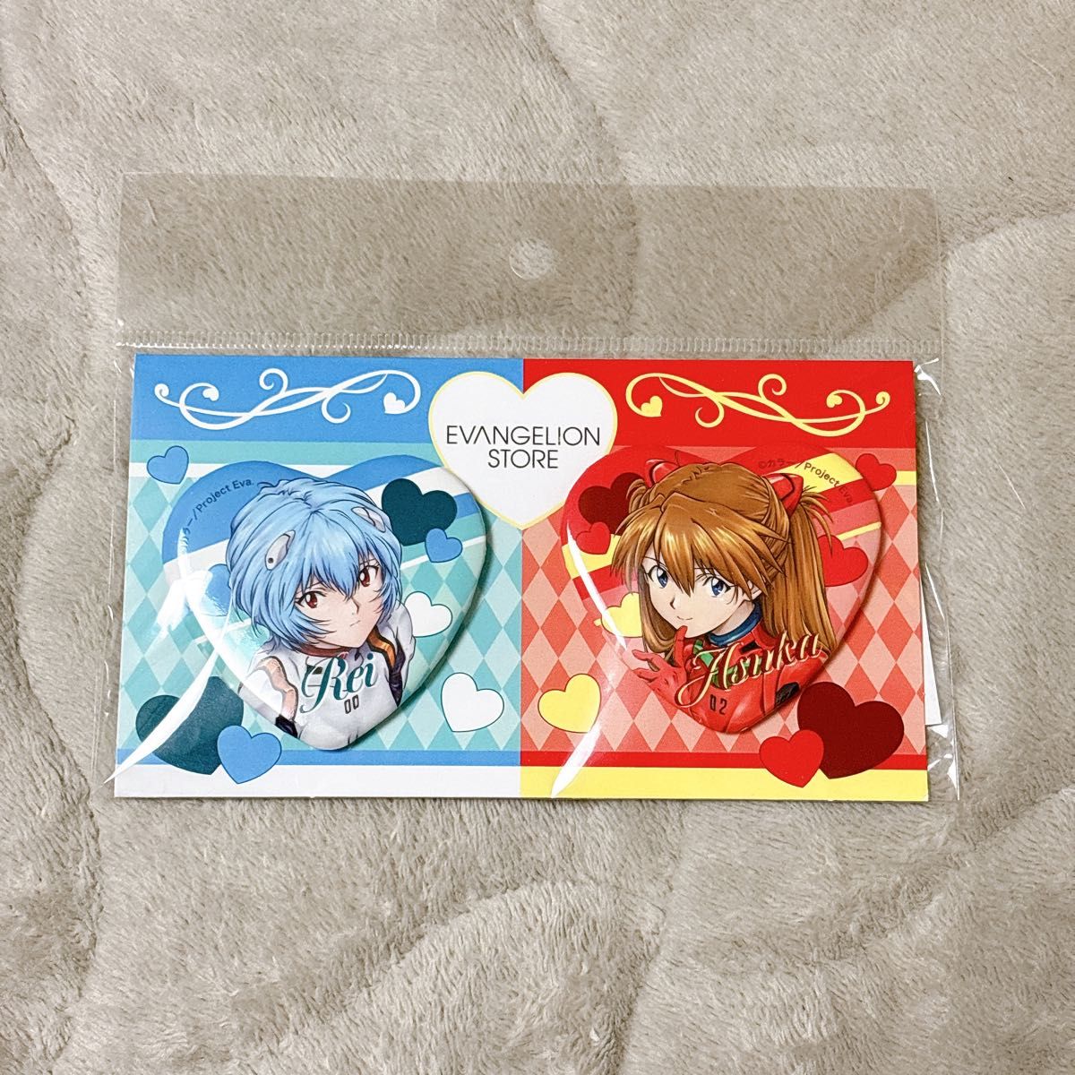 エヴァンゲリオン アスカ ハート缶バッジ3種