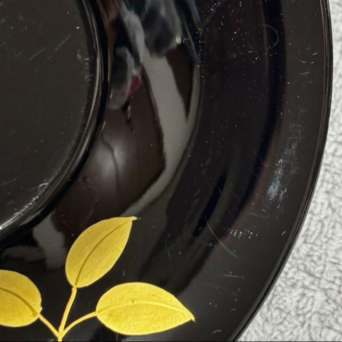 会津漆器 茶托 花柄 純金金箔加工 伝統手描蒔絵 黒 金 花柄 和食器 5枚
