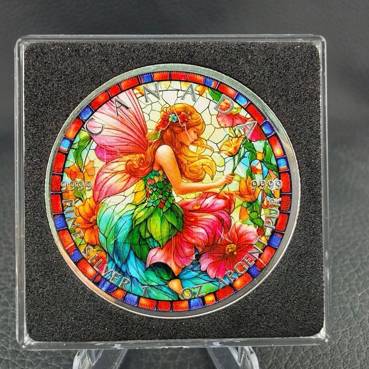 世界限定100枚】メイプル銀貨 妖精 ステンドグラス 2025 1オンス