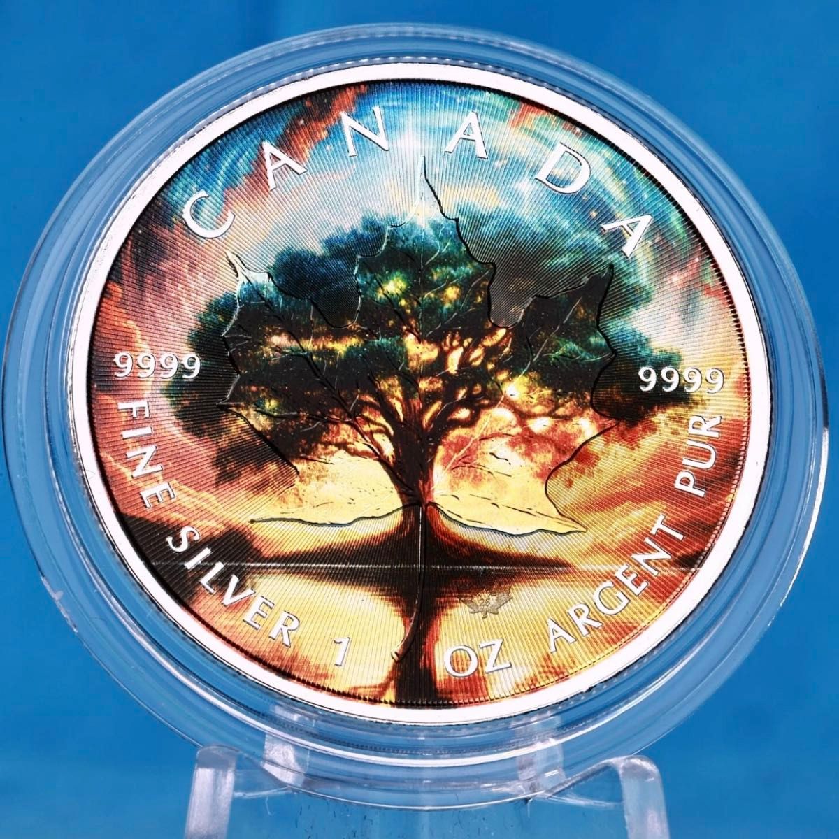 世界100枚限定 】カナダ メイプルリーフ 銀貨 カラー Tree of Life