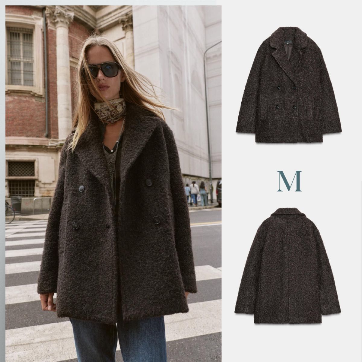 ZARA ブークレダブルブレストミディ丈コート M 新品｜Yahoo!フリマ（旧