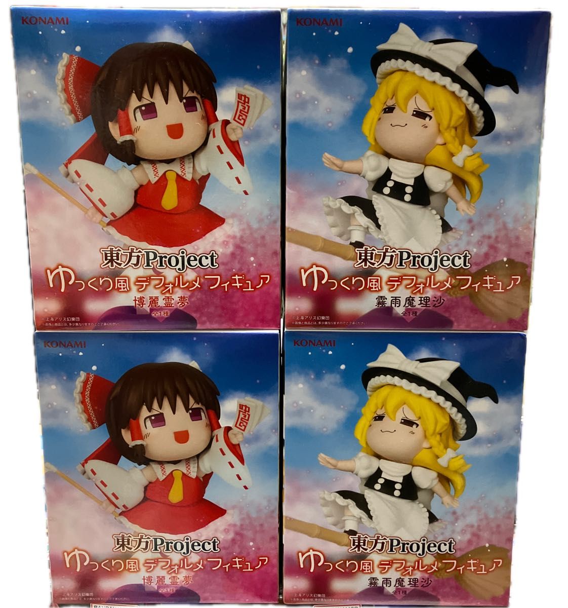 東方Project ゆっくり風デフォルメフィギュア 博麗霊夢 霧雨魔理沙 4体