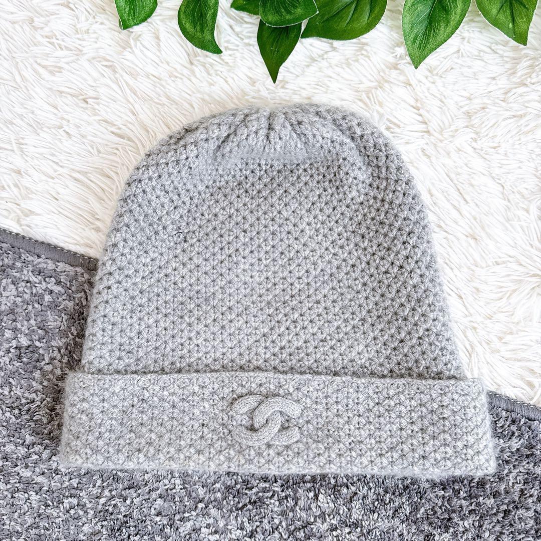 確実正規品 美品 CHANEL シャネル カシミヤ100% ビーニー ニット帽