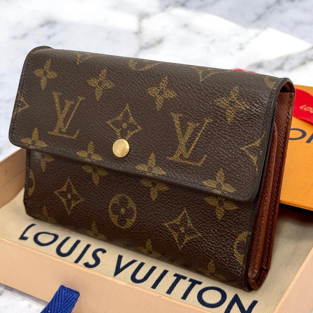 美品】ルイヴィトン モノグラム エテュイパピエ 三つ折り財布 財布