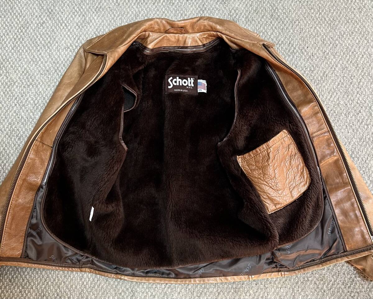 ⑦schott【38】141米国製◇革ジャンninjaハーレーgpzショベル ⑦schott