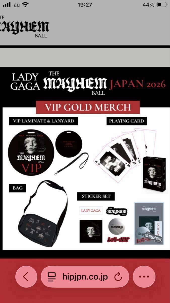 Lady Gaga VIP Gold 特典限定グッズフルセット7点とリストバンド2点