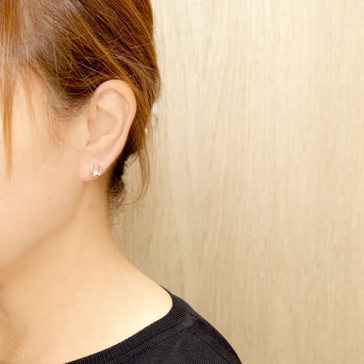 幸せをキャッチするバテイ・淡水真珠デザインピアス K10YG 幸せを