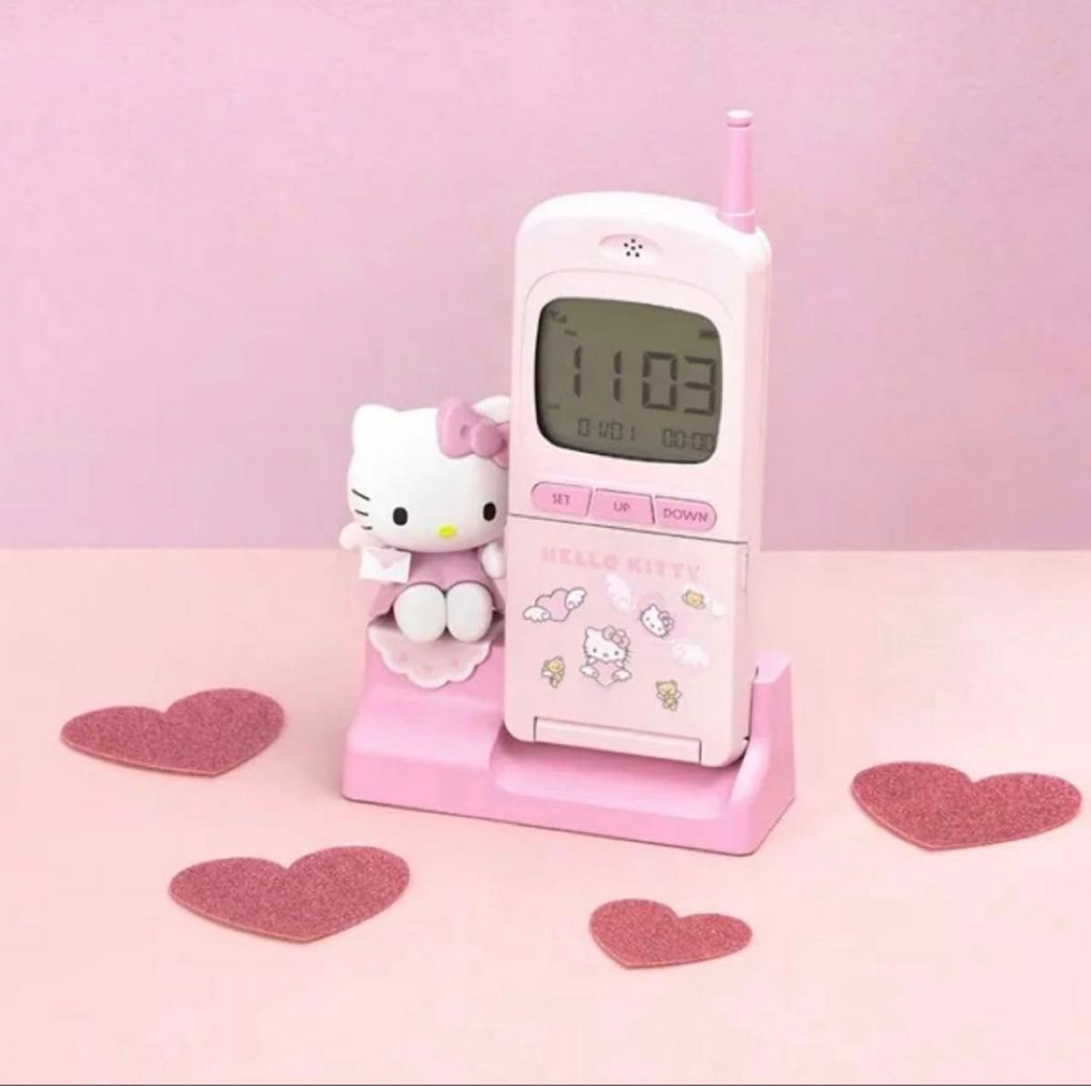 新品未開封】 サンリオ ガラケー型置き時計 ハローキティ キティ‬