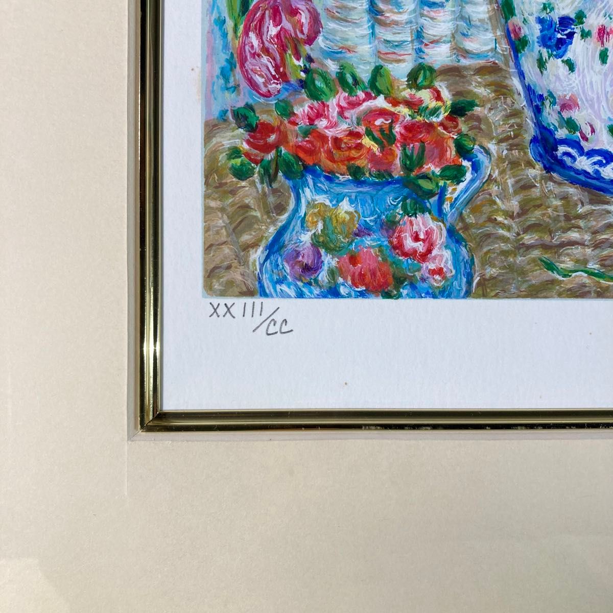 真作保証】レスリー・セイヤー「花」シルクスクリーン 直筆サイン 版画