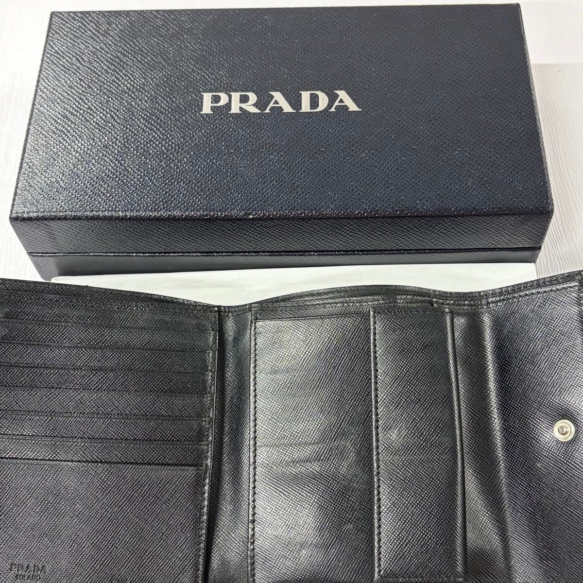 新品同様 プラダ PRADA 財布 三つ折り 折り財布 テスートナイロン 三角