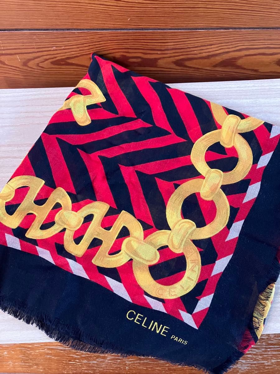 新品・未使用】CELINE セリーヌ 大判 シルク ウール スカーフ ストール