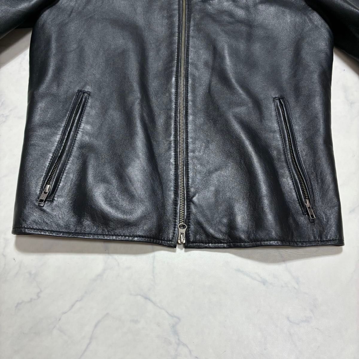 美品/XL Licorice ラムレザー シングル ライダースジャケット 羊革 革