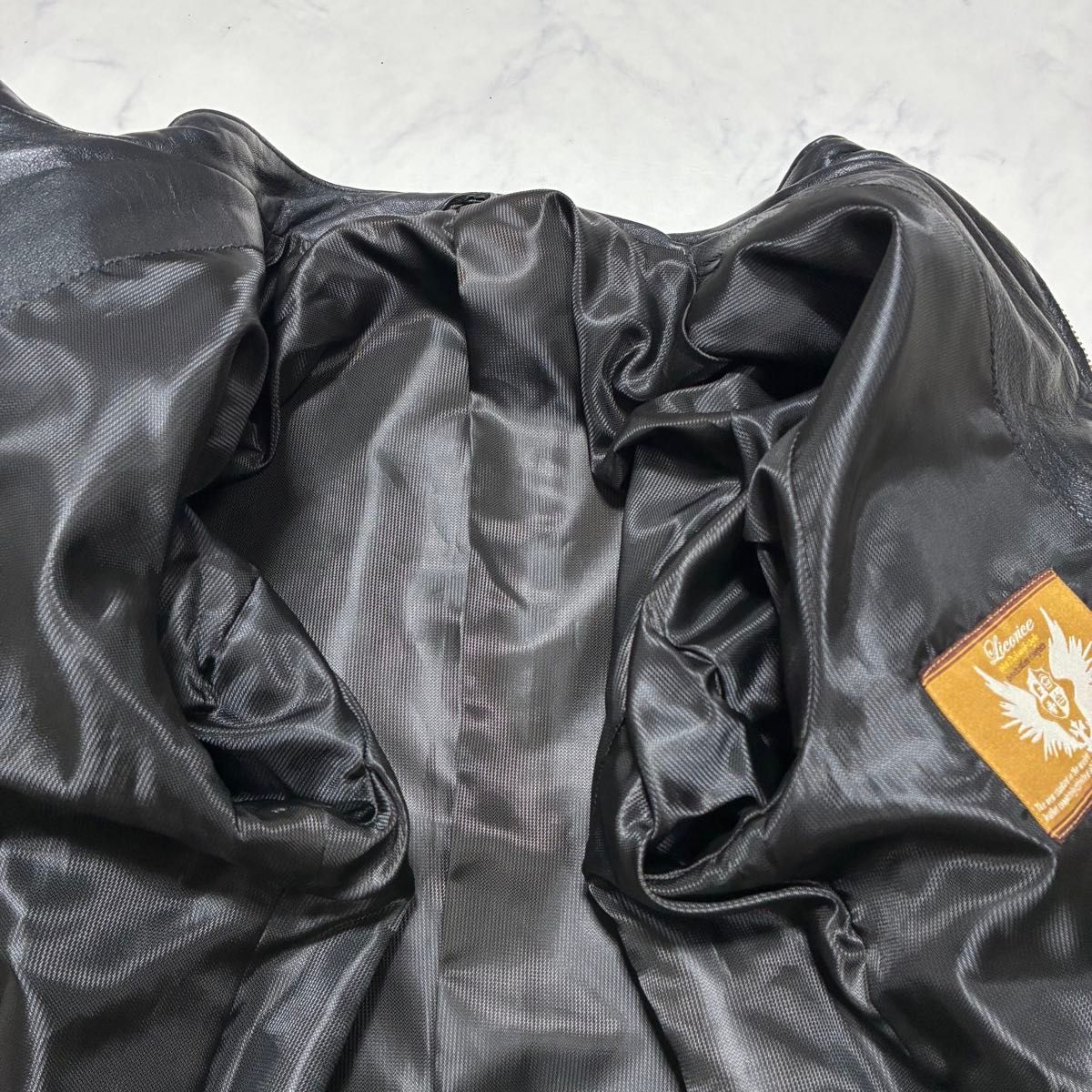 美品/XL Licorice ラムレザー シングル ライダースジャケット 羊革 革