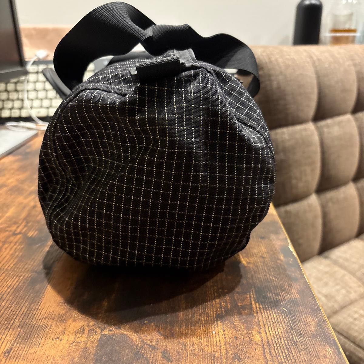 GREGORY グレゴリー ボストン トート ブラック チェック柄 旧ロゴ