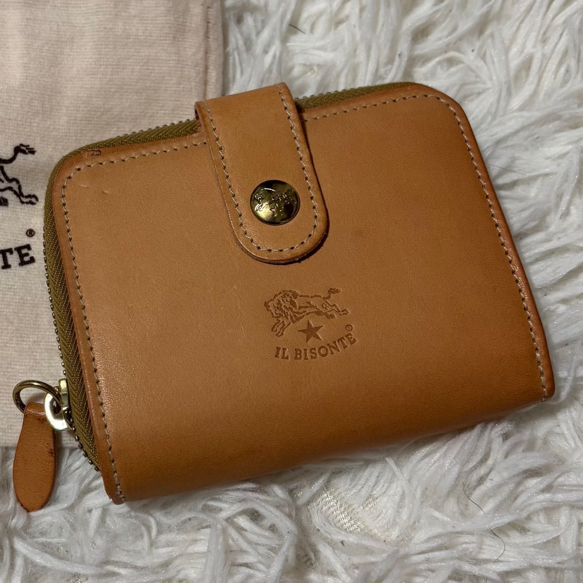 新品】IL BISONTE 二つ折り財布 ナチュラルレザー ヌメ革｜Yahoo
