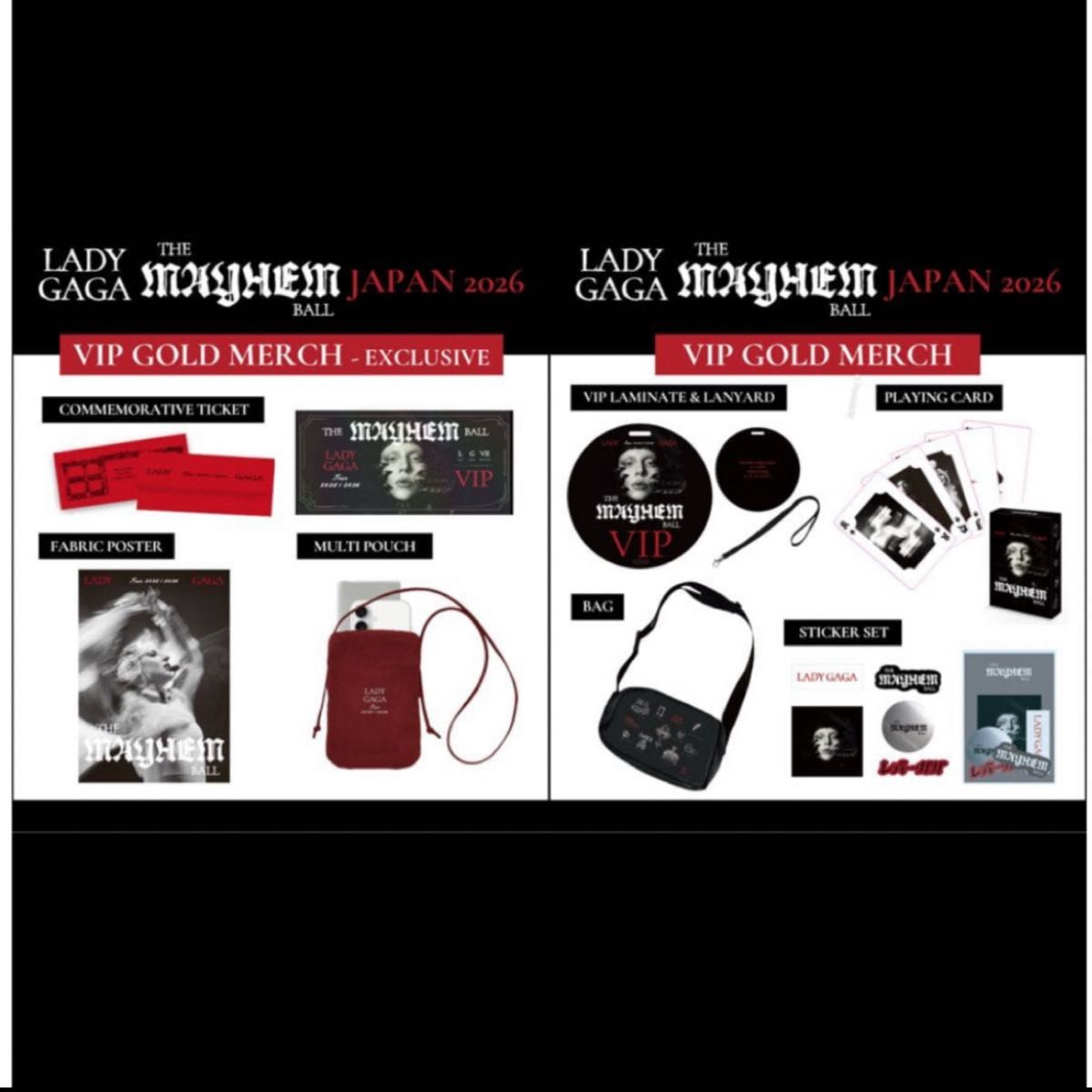 LADY GAGA THE MAYHEM BALL VIP GOLD グッズ フルセット Lady Gaga The