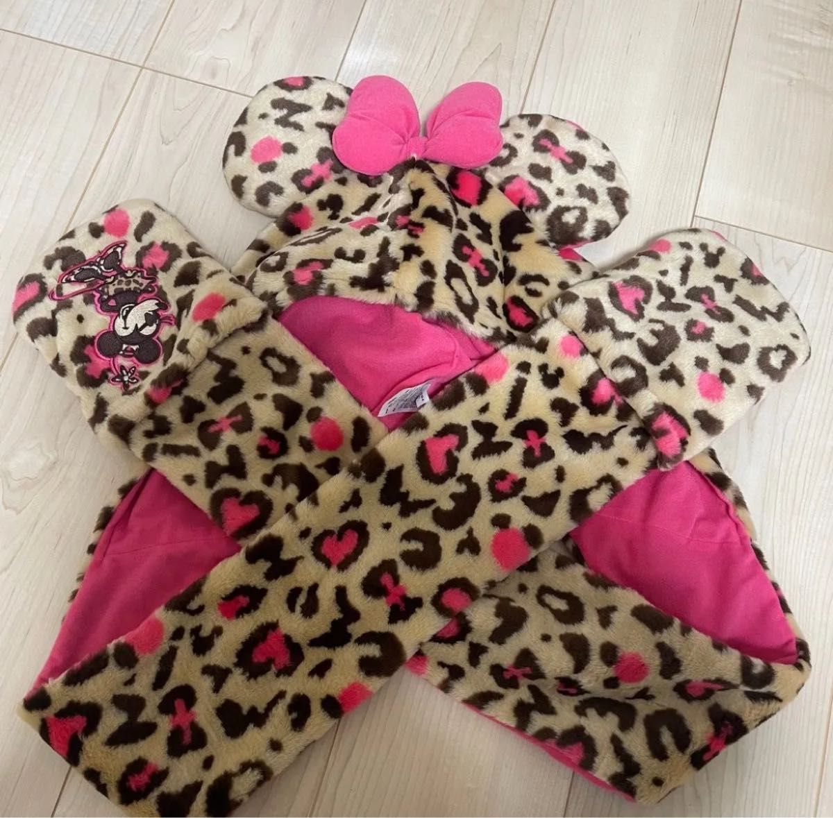 ディズニー ヒョウ柄 ファンキャップ マフラーキャップ ピンク