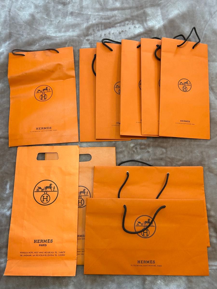 エルメス袋ショッパーまとめ ブランド紙袋 オレンジ ショップ袋 中