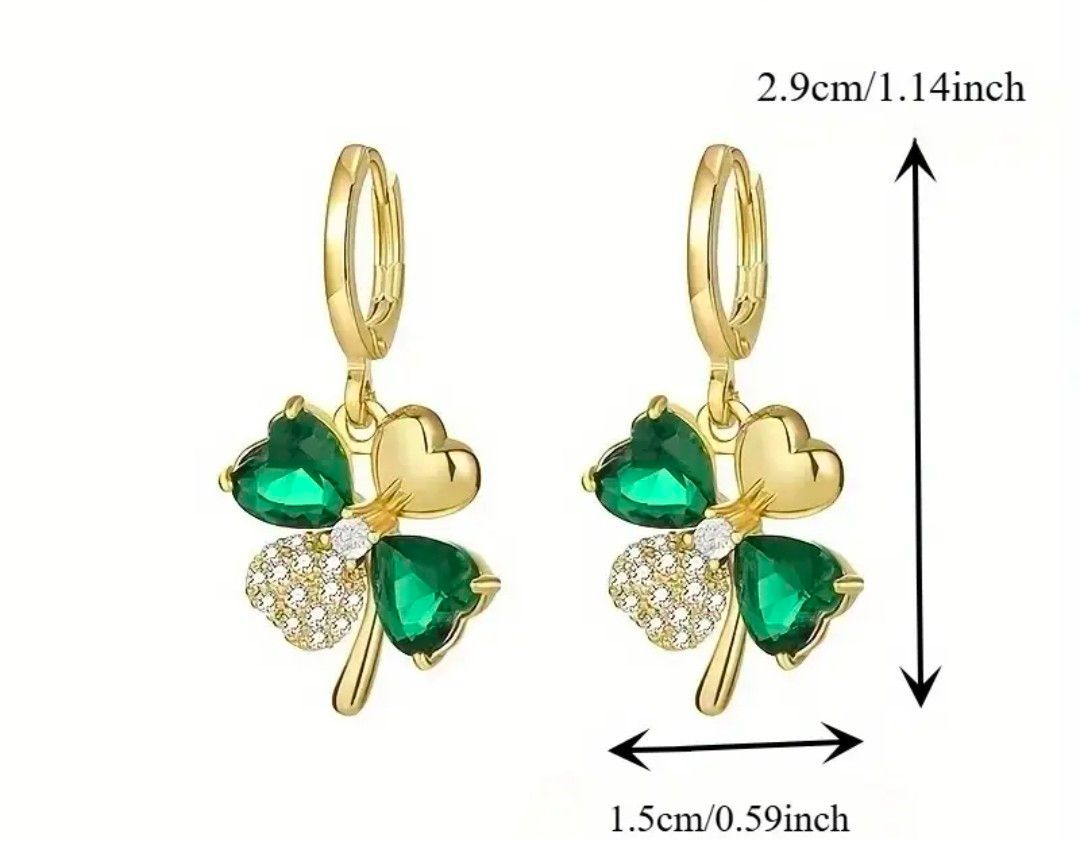 No 122 ピアス 四つ葉のクローバー ピアス 緑 グリーン ゴールド