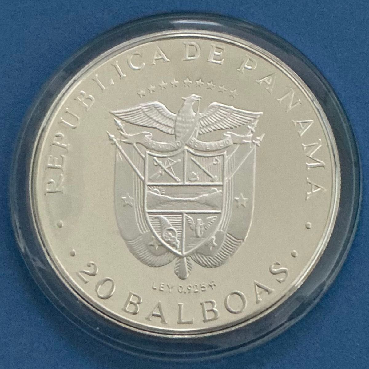 1974年 パナマ 20バルボア 特大プルーフ銀貨 重さ130g 鏡面仕上げ 完品