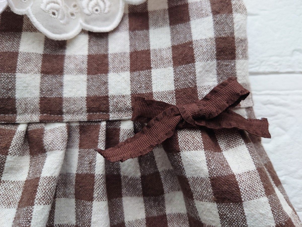 犬服ハンドメイド 春夏ワンピース モカチェック 現品のみ｜Yahoo
